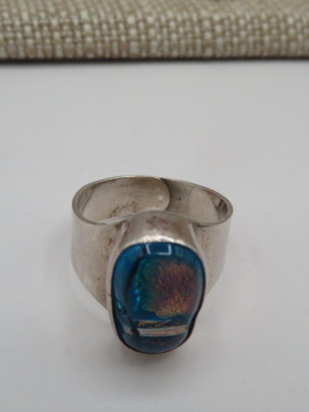 Vintage Dichroic 925 Adjustable Ring - Picture 4 of 8